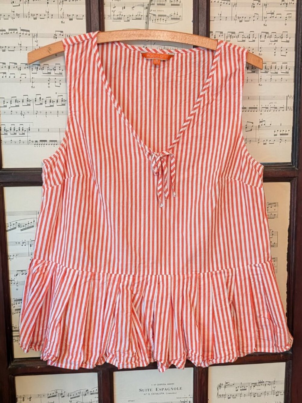 Modcloth Striped Red Summer Tank Top, medium